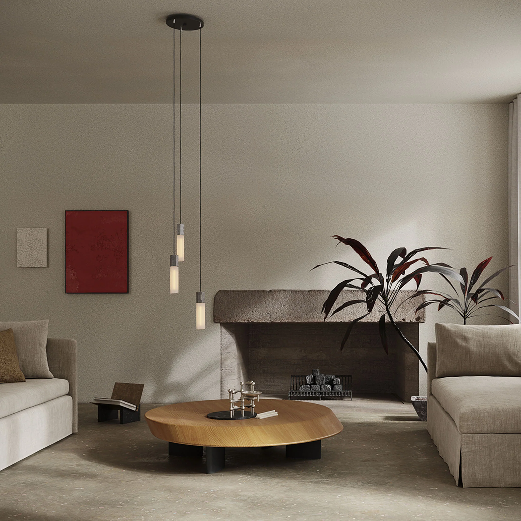 Basalt Triple Pendant in Stainless Steel - Image 3