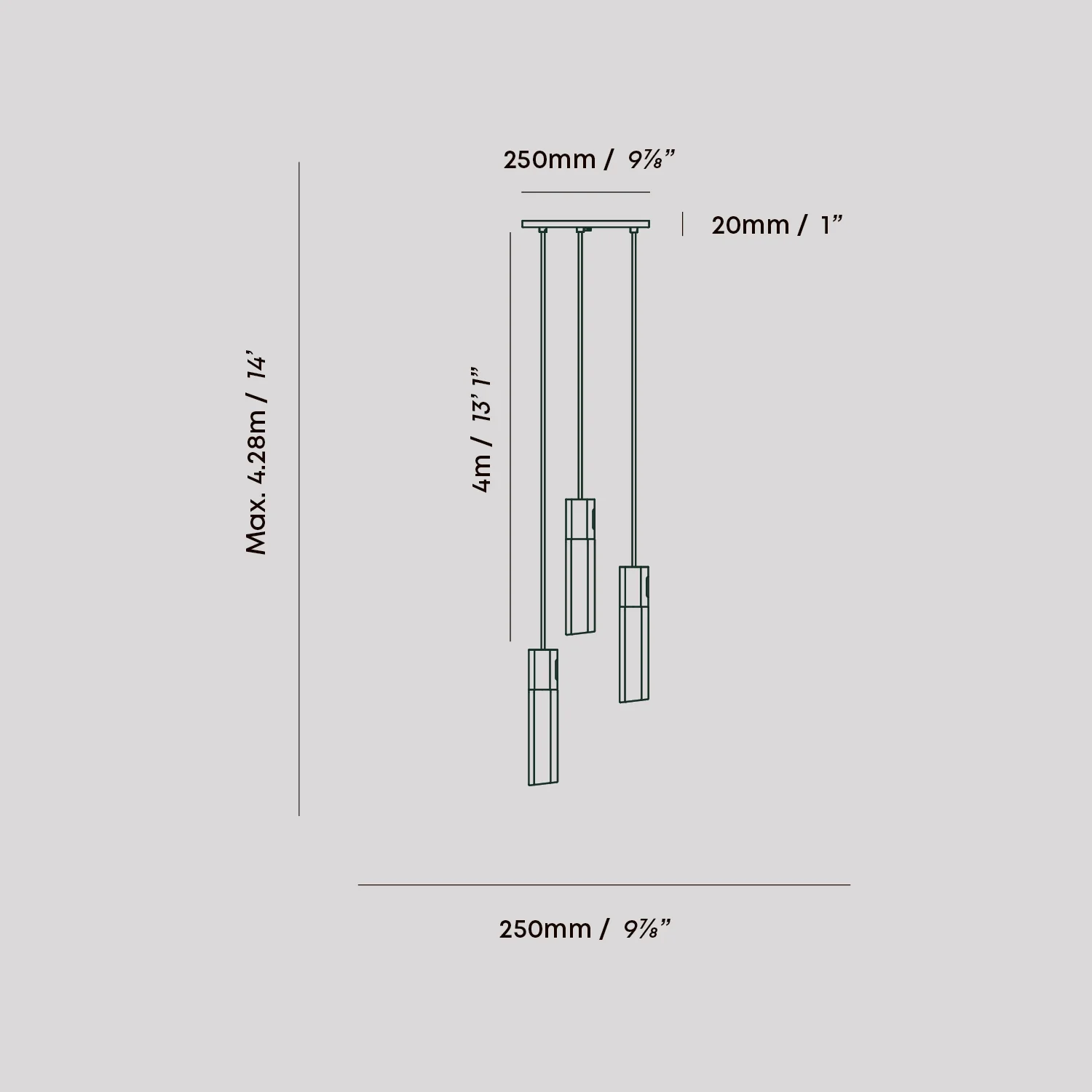 Basalt Triple Pendant in Brass - Image 5