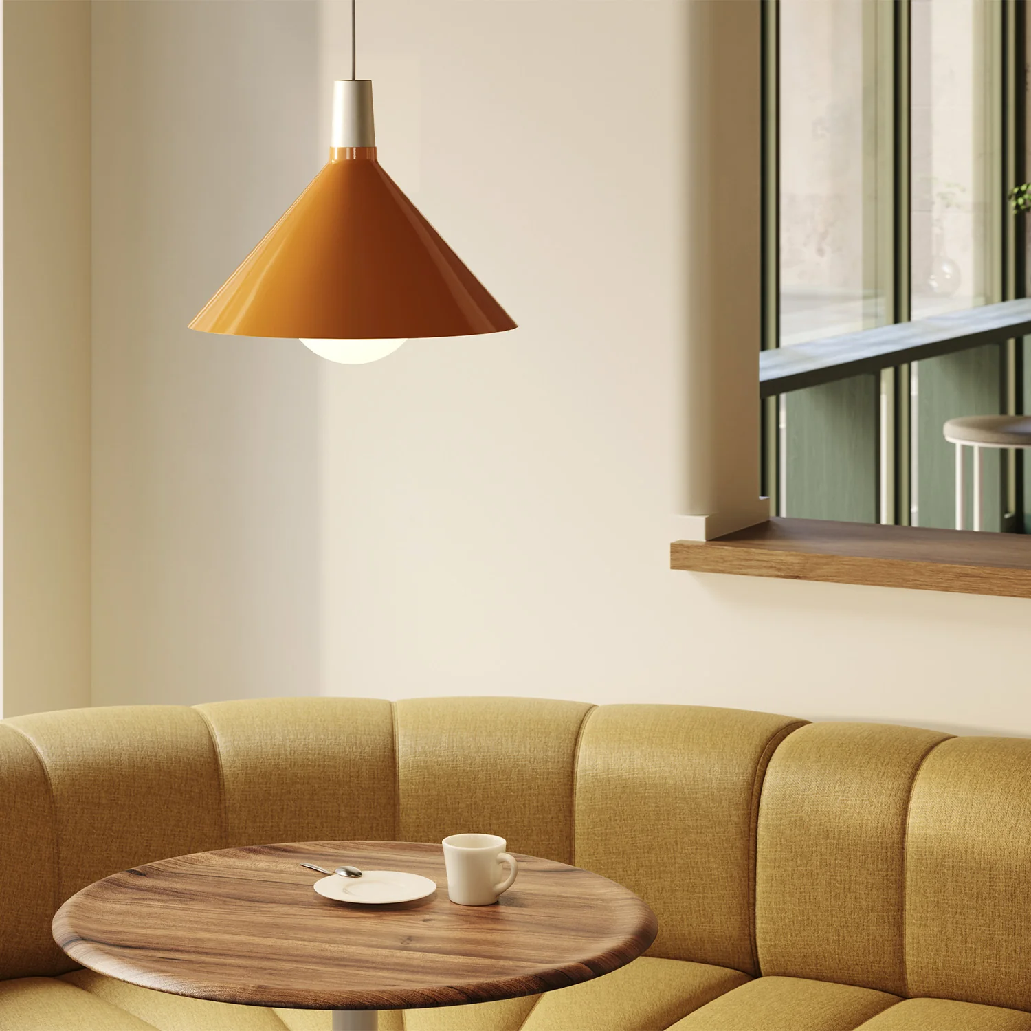 Bower Pendant Light Medium in Yellow + Sphere IV - Image 2