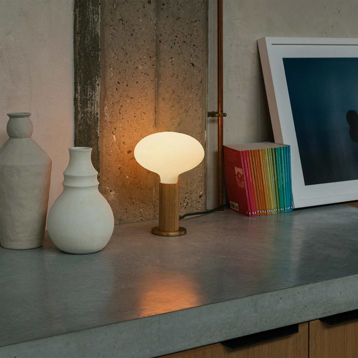 Knuckle Table Lamp in Oak + Oval Dim to Warm - Image 3