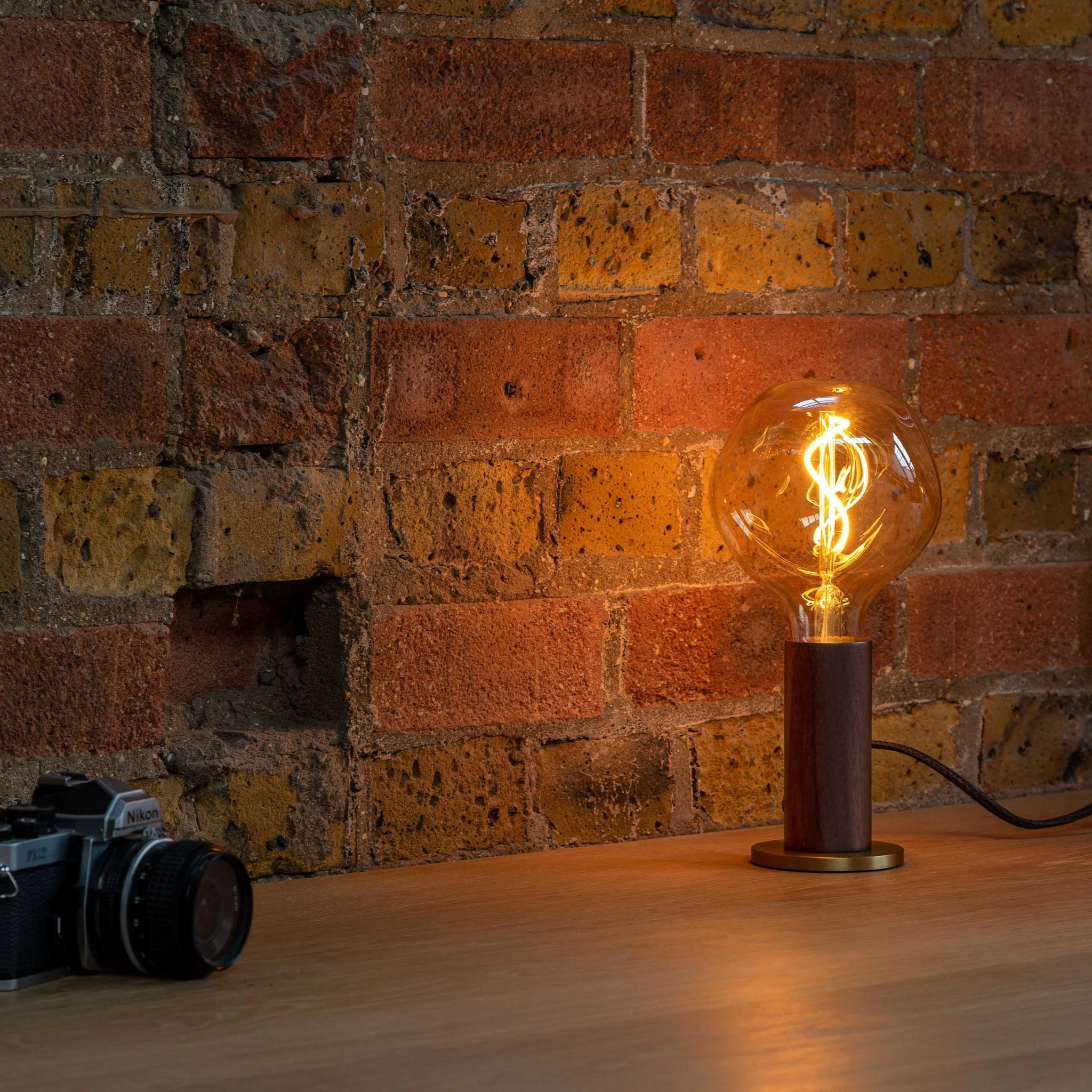 Knuckle Table Lamp in Walnut + Voronoi I - Image 3