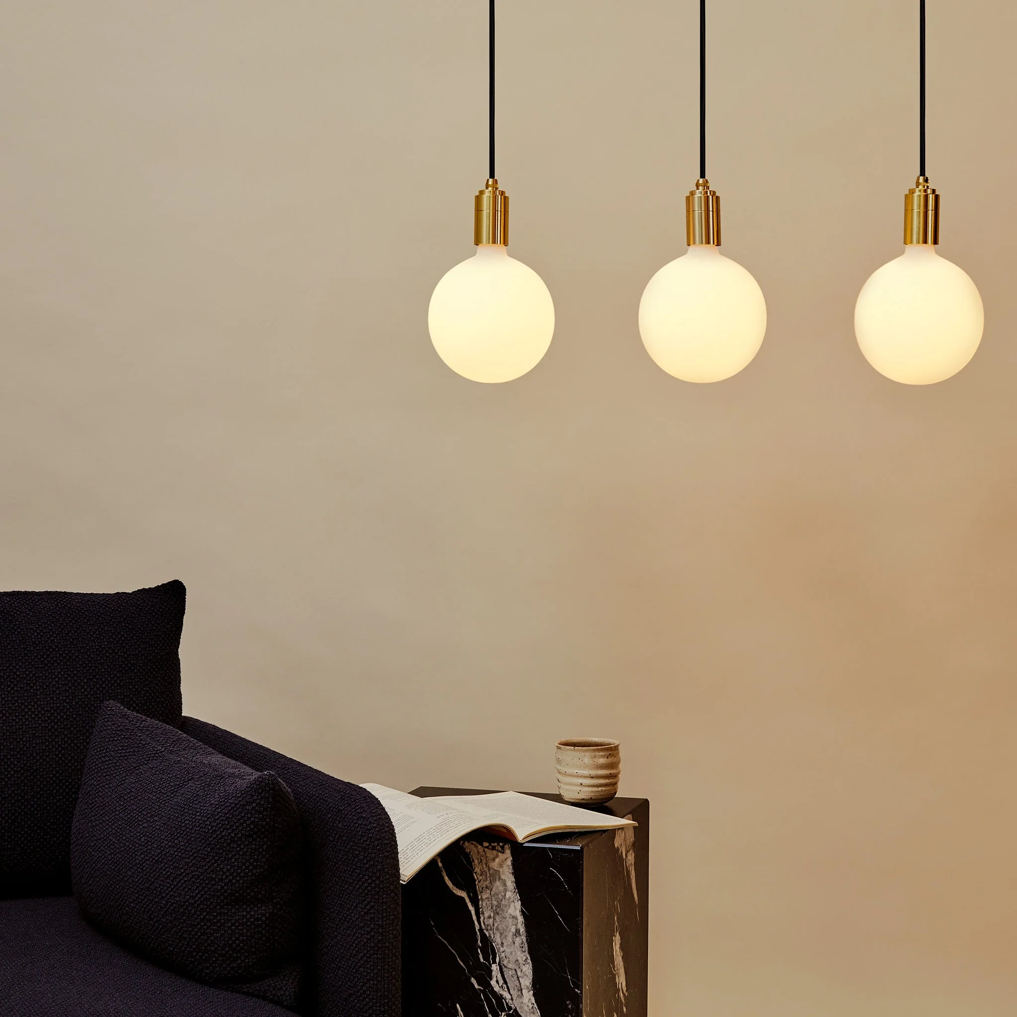 Linear Triple Pendant in Brass - Image 3
