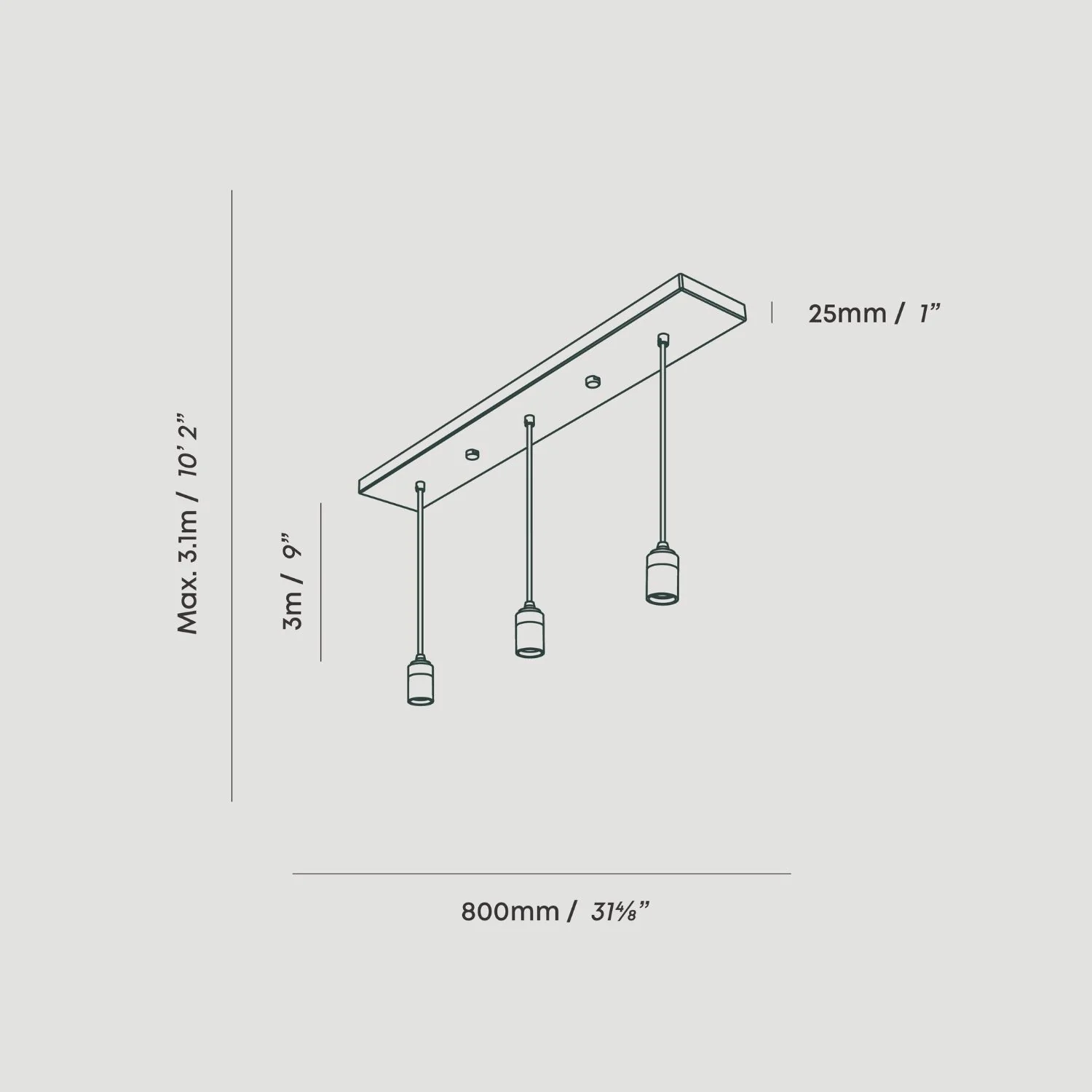 Linear Triple Pendant in Brass - Image 10