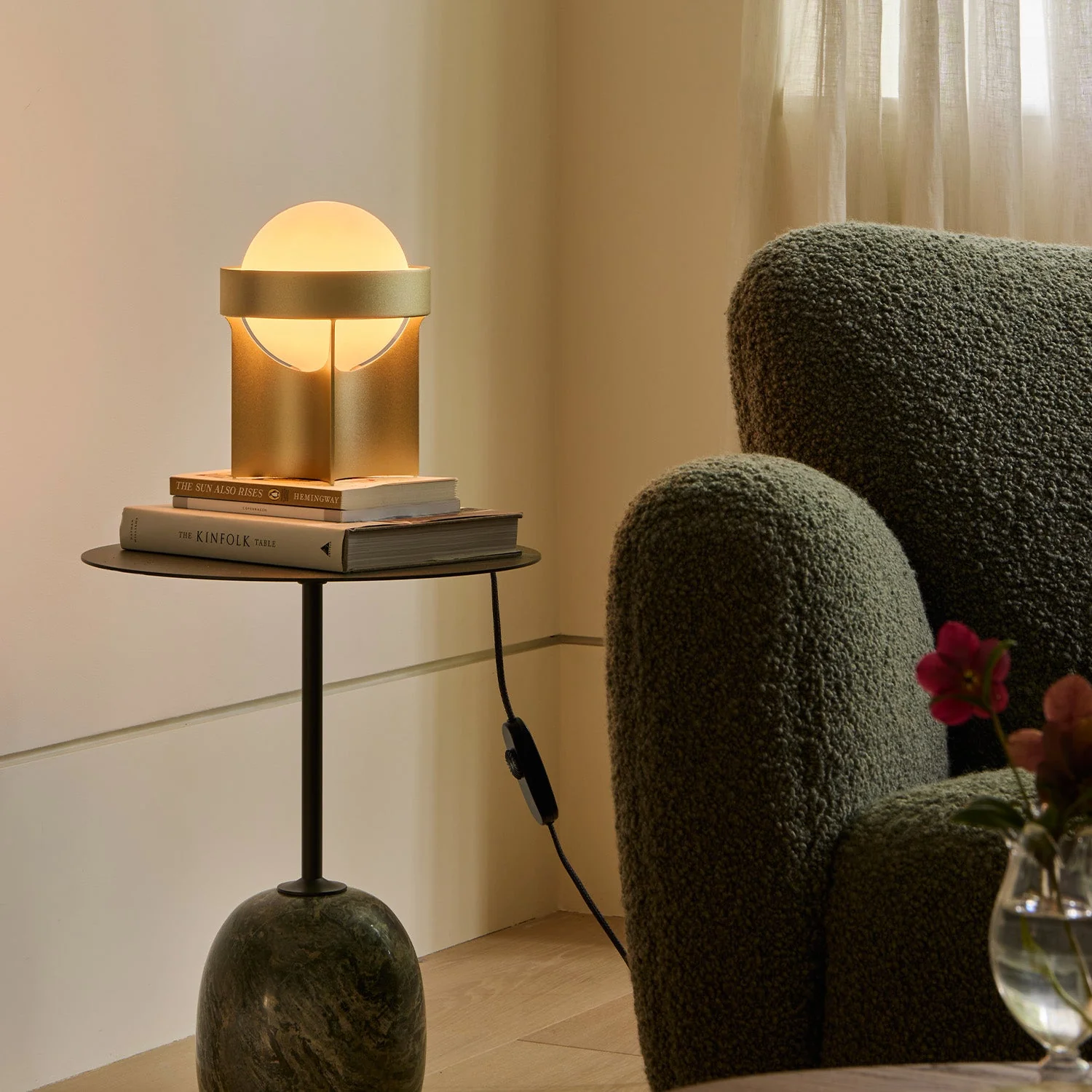 Loop Table Lamp in Gold + Sphere IV - Image 2