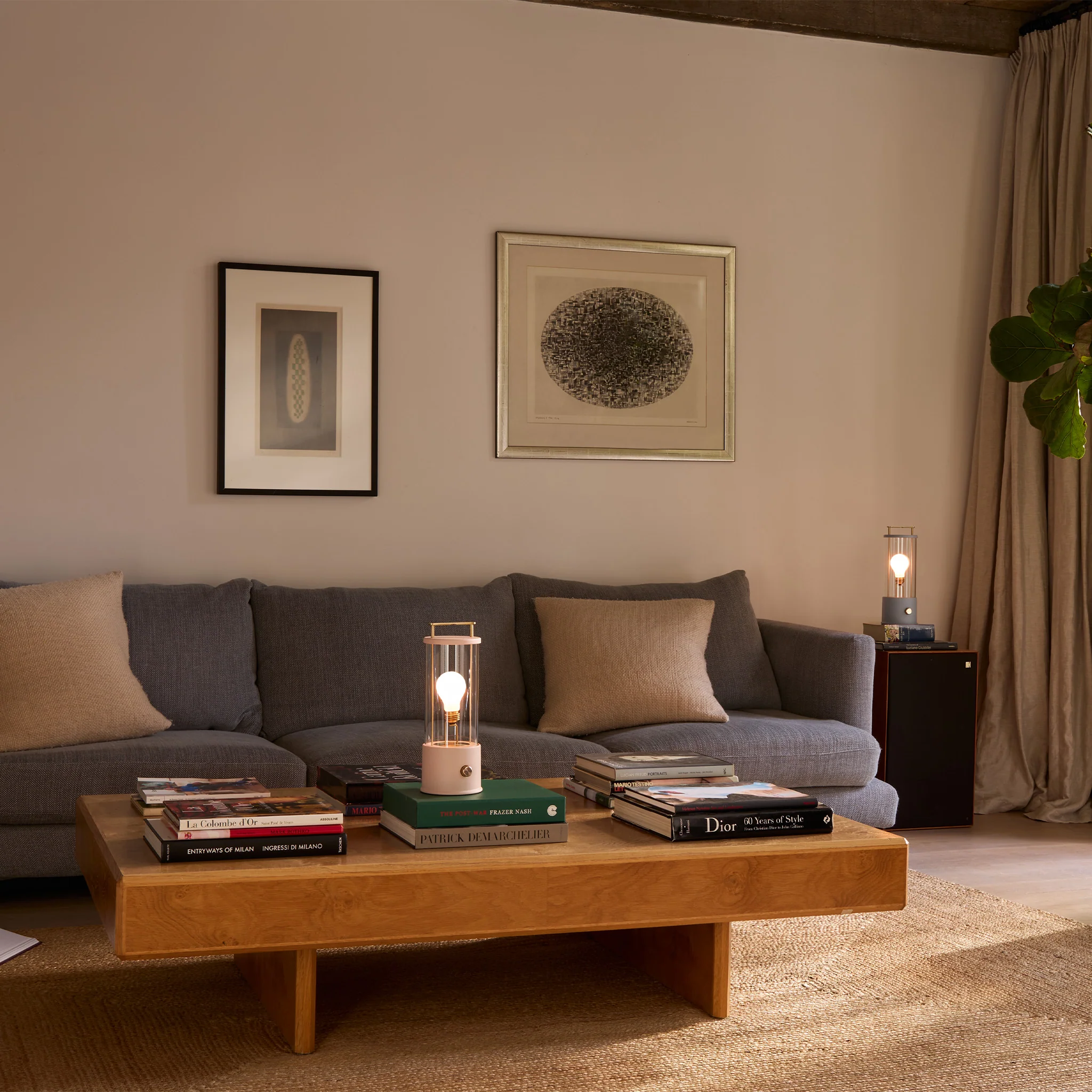 The Muse Portable Lamp in Selvedge Blue + Setting Plaster Pink - Set of 2 - Image 3