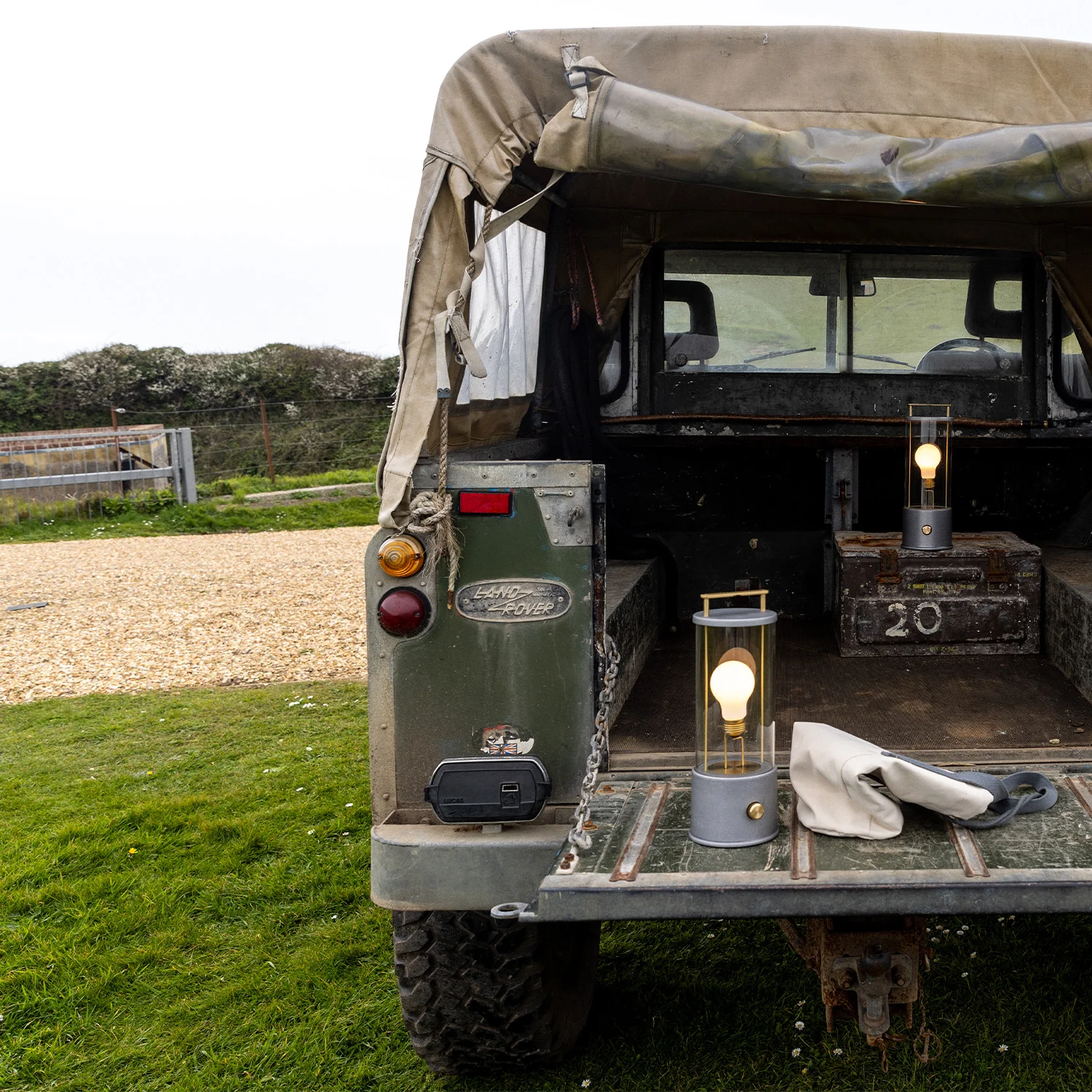 The Rugged Muse Portable Lamp in Raw Aluminium - Set of 2 - Image 2